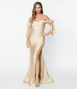 Elegant Champagne Off The Shoulder Tie Dress -Pleaser Clothing Store elegant champagne off the shoulder tie dress 652820