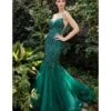 Cinderella Divine Emerald Chromatic Floral Mermaid Bridesmaid Dress
