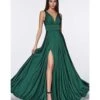 Cinderella Divine Emerald Glamour Satin A-Line Bridesmaid Dress