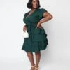 Emerald Green Ruffled Fit & Flare Dress