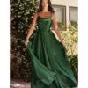Cinderella Divine Emerald Liquid Satin Prom Gown