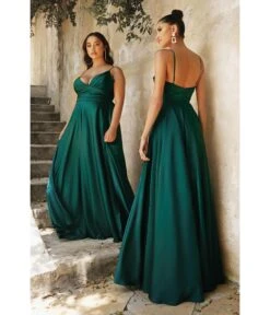 Cinderella Divine Emerald Ruched Satin Mystique Bridesmaid Gown