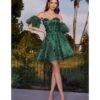 Cinderella Divine Enchanting Emerald Floral Homecoming Dress