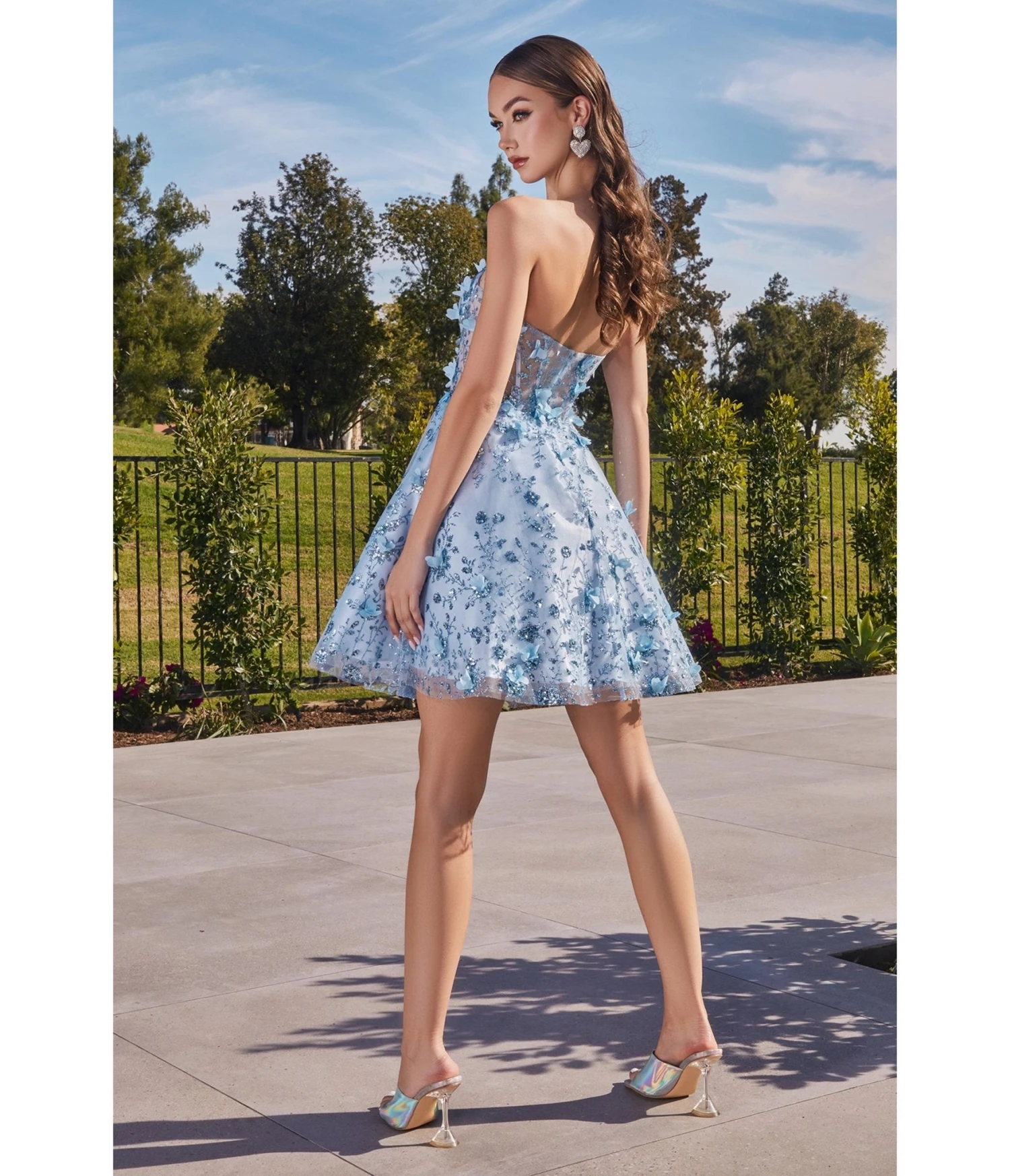 Cinderella Divine Enchanting Paris Blue Floral Homecoming Dress 1 Cinderella Divine Enchanting Paris Blue Floral Homecoming Dress
