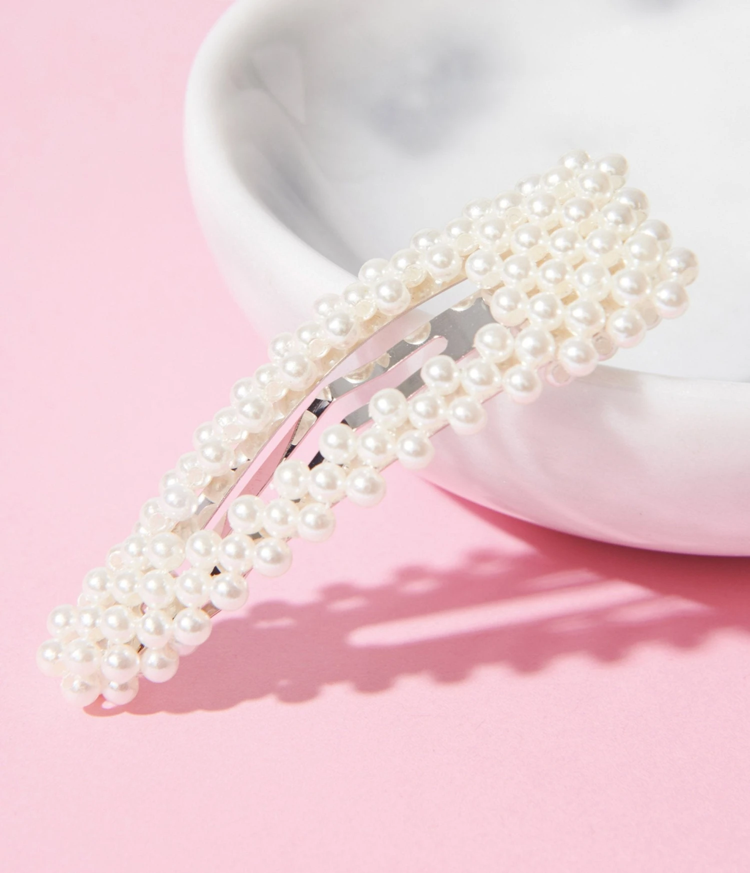 Faux Pearl Triangle Barrette 1 Faux Pearl Triangle Barrette