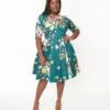 Forest Green & Pastel Floral Seville Swing Dress