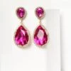 Fuchsia Rhinestone Dangle Earrings