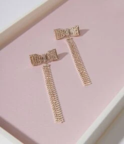 Gold Bow Dangle Earrings