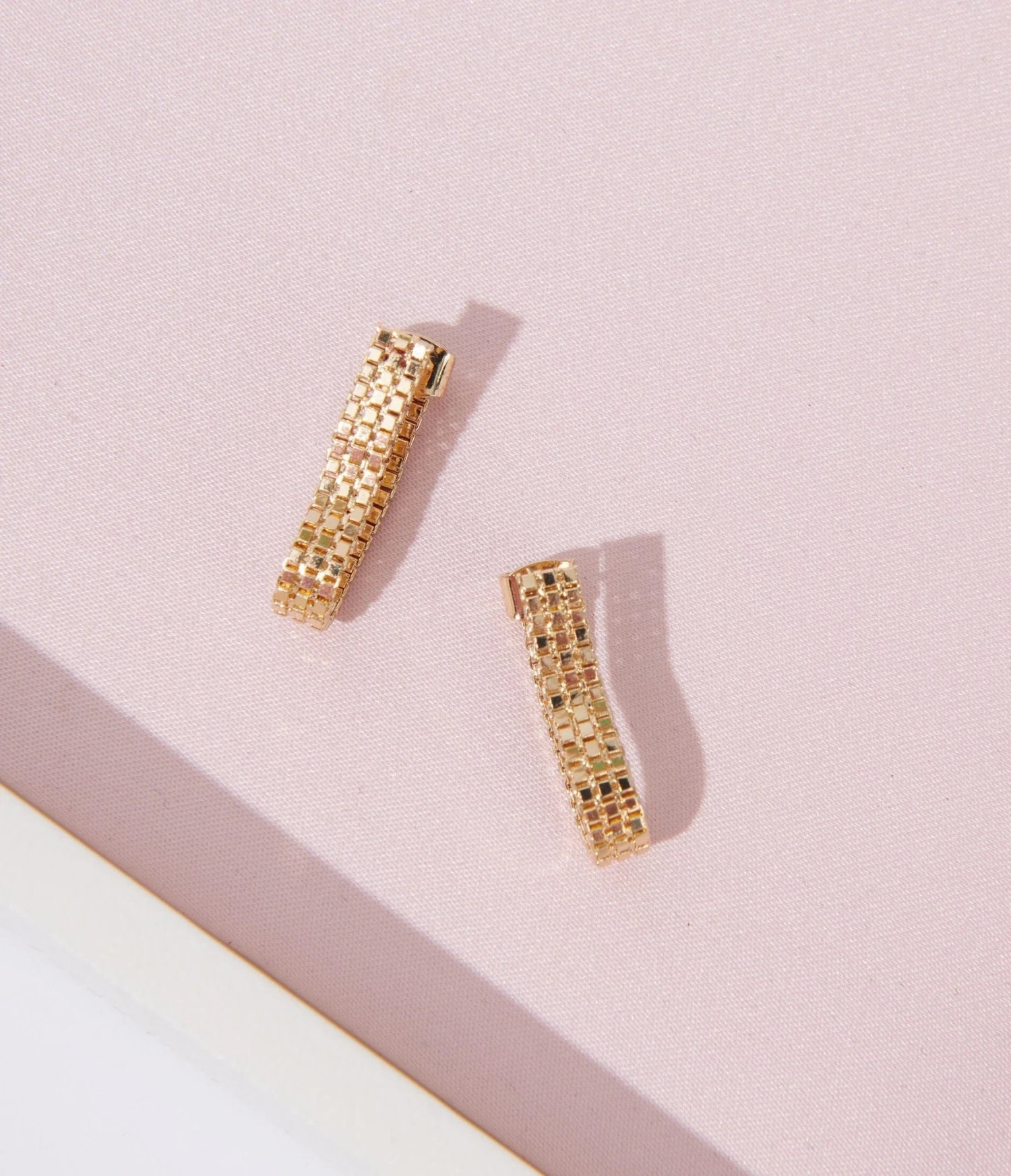 Gold Box Chain Earrings 2 Gold Box Chain Earrings - Image 2