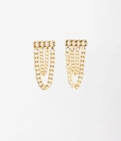 Gold Curb Chain Link Earrings