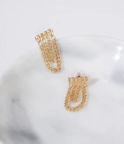 Gold Curb Chain Link Earrings -Pleaser Clothing Store gold curb chain link earrings 803679