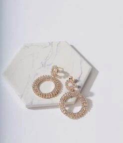 Gold Rhinestone Circle Earrings