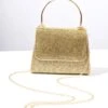 Gold Rhinestone Mirror Metallic Mini Handbag