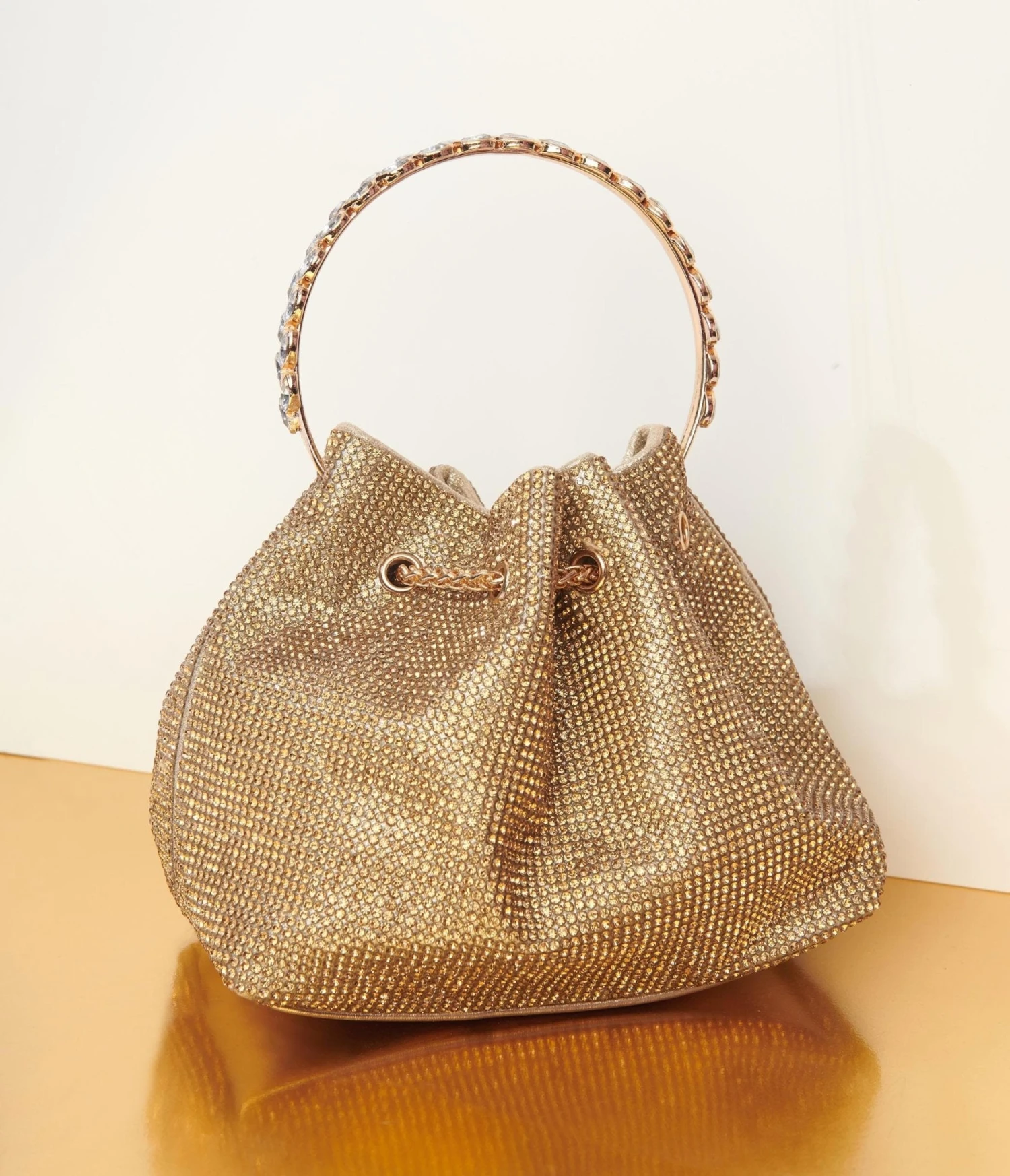 Gold Rhinestone Satchel Handbag 2 Gold Rhinestone Satchel Handbag - Image 2