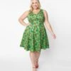 Green Bugs In The Garden Swing Dress