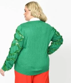 Green Garland & Ornament Cardigan -Pleaser Clothing Store green garland ornament cardigan 470752