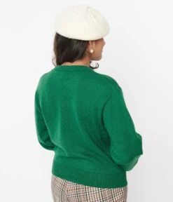 Green & Multicolor Button Floral Holiday Cardigan -Pleaser Clothing Store green multicolor button floral holiday cardigan 692883