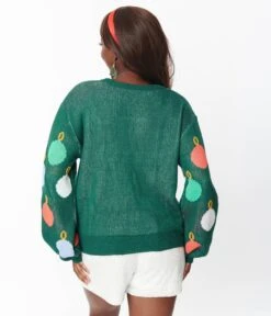 Green Multicolor Ornament Sweater -Pleaser Clothing Store green multicolor ornament sweater 663257
