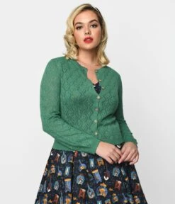 Green Perforated Heart Cardigan -Pleaser Clothing Store green perforated heart cardigan 688523
