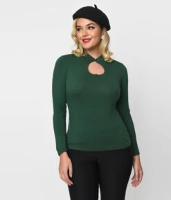 Green Tear Drop Keyhole Top -Pleaser Clothing Store green tear drop keyhole top 309955