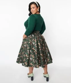 Green Woodland Creatures Swing Skirt 5 Green Woodland Creatures Swing Skirt -Pleaser Clothing Store green woodland creatures swing skirt 755407
