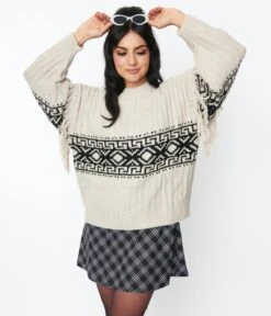 Grey & Black Tassel Fringe Oversized Sweater -Pleaser Clothing Store grey black tassel fringe oversized sweater 693896