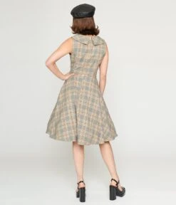 Grey Plaid Swing Dress -Pleaser Clothing Store grey plaid swing dress 674301