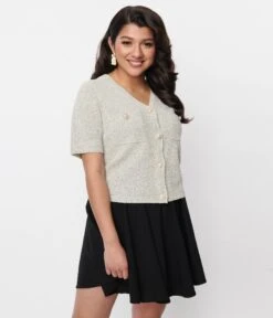 Grey Tweed Cardigan -Pleaser Clothing Store grey tweed cardigan 511985