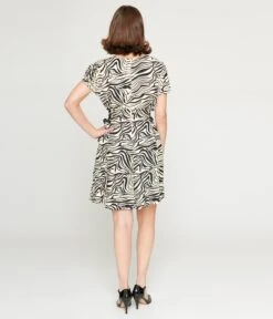 Hell Bunny Black & Cream Zebra Print Mini Dress -Pleaser Clothing Store hell bunny black cream zebra print mini dress 242841