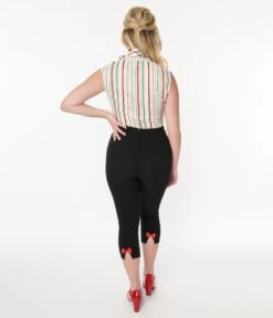 Hell Bunny Black Holiday Embroidered Natalie Capris -Pleaser Clothing Store hell bunny black holiday embroidered natalie capris 293535