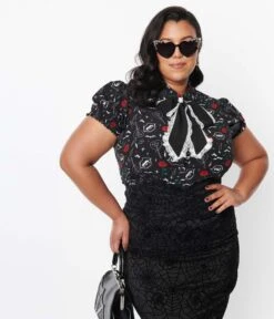 Hell Bunny Black Lilith Blouse