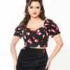 Hell Bunny Black & Red Hearts Crop Top