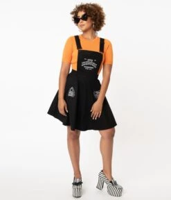 Hell Bunny Black Samara Pinafore Dress 7 Hell Bunny Black Samara Pinafore Dress -Pleaser Clothing Store hell bunny black samara pinafore dress 168834