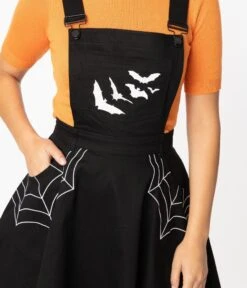 Hell Bunny Black Spiderweb & Bats Miss Muffet Pinafore Dress -Pleaser Clothing Store hell bunny black spiderweb bats miss muffet pinafore dress 763840