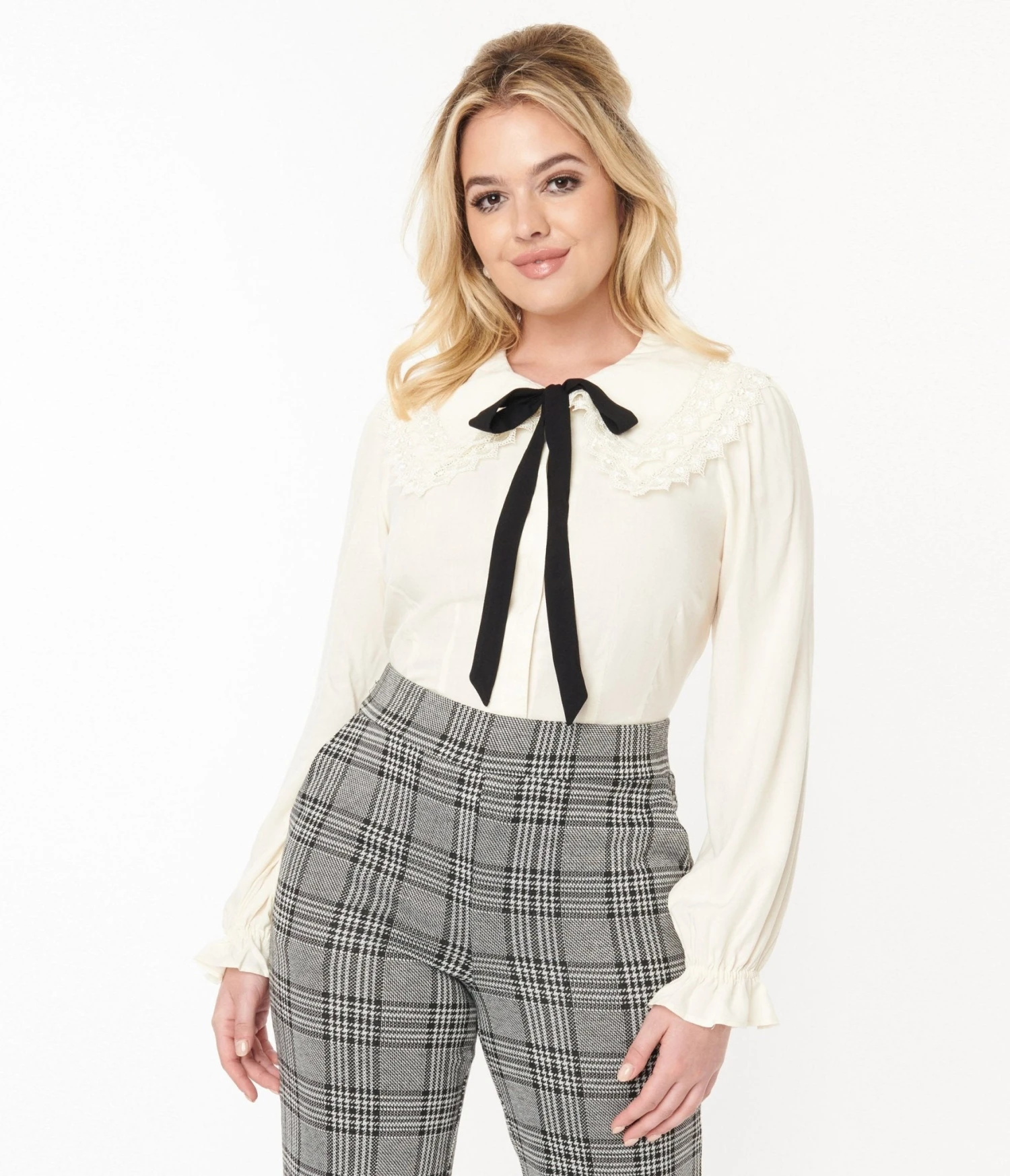 Hell Bunny Cream Peyton Bow Blouse 1 Hell Bunny Cream Peyton Bow Blouse