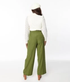 Hell Bunny Moss Green Ginger Trousers -Pleaser Clothing Store hell bunny moss green ginger trousers 261393