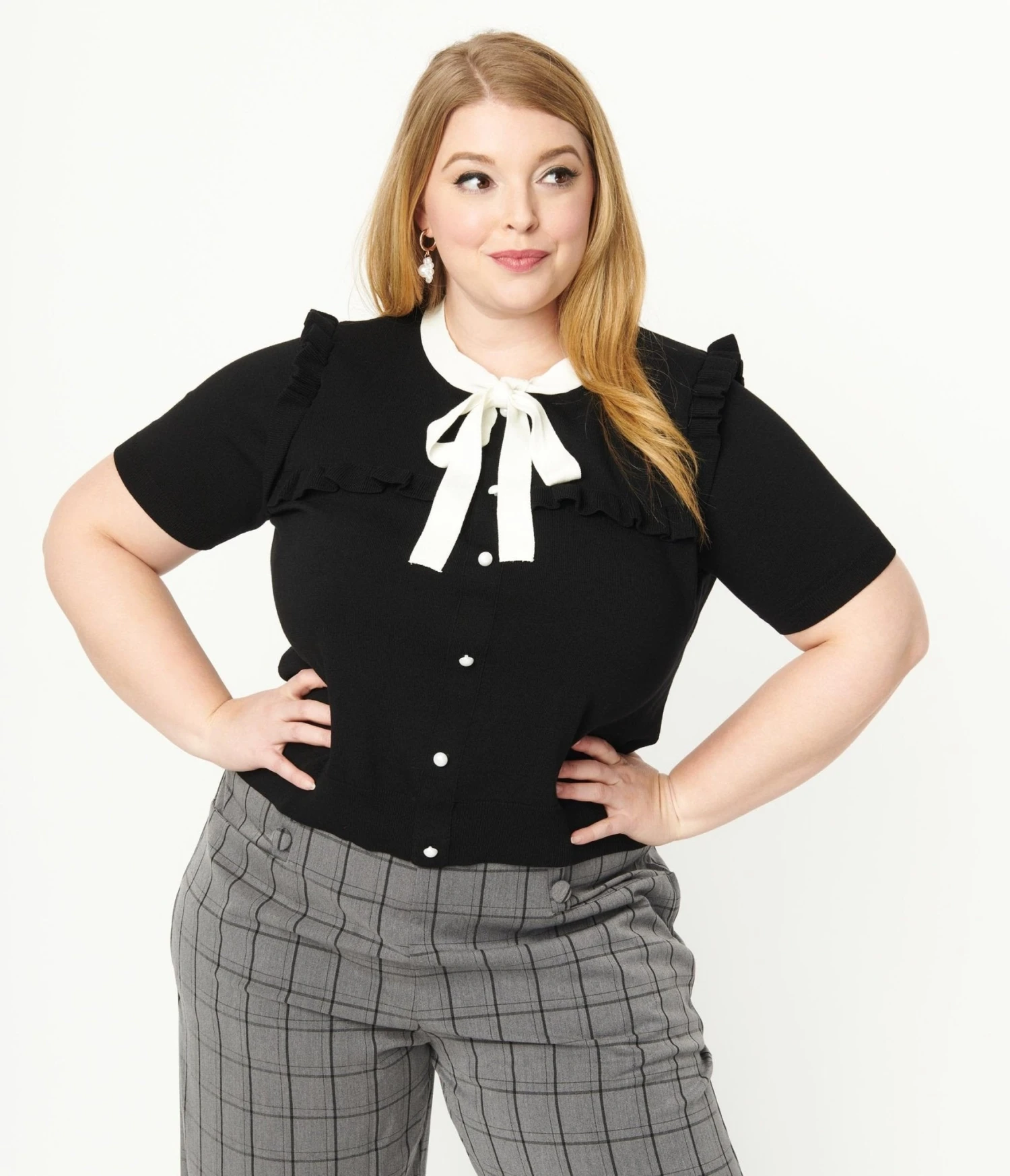 Hell Bunny Plus Size Black & White Collar Colette Blouse 5 Hell Bunny Plus Size Black & White Collar Colette Blouse - Image 5