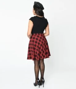 Hell Bunny Red & Black Heart Plaid Date Night Skirt -Pleaser Clothing Store hell bunny red black heart plaid date night skirt 394608