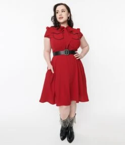 Hell Bunny Red Millie Fit & Flare Dress -Pleaser Clothing Store hell bunny red millie fit flare dress 868173
