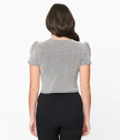 Hell Bunny Silver Lurex Loco Motion Top -Pleaser Clothing Store hell bunny silver lurex loco motion top 828212