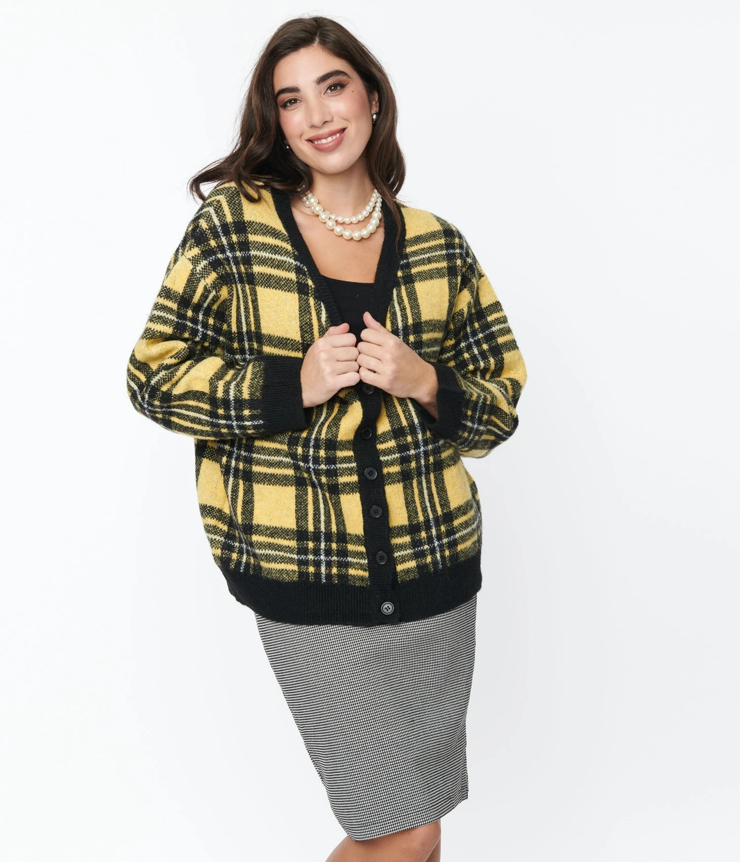 Hell Bunny Yellow & Black Plaid Cardigan 1 Hell Bunny Yellow & Black Plaid Cardigan