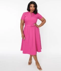 Hot Pink Bonnie Swing Dress -Pleaser Clothing Store hot pink bonnie swing dress 108518