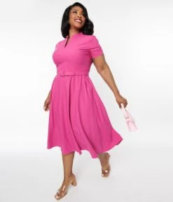 Hot Pink Bonnie Swing Dress -Pleaser Clothing Store hot pink bonnie swing dress 616612