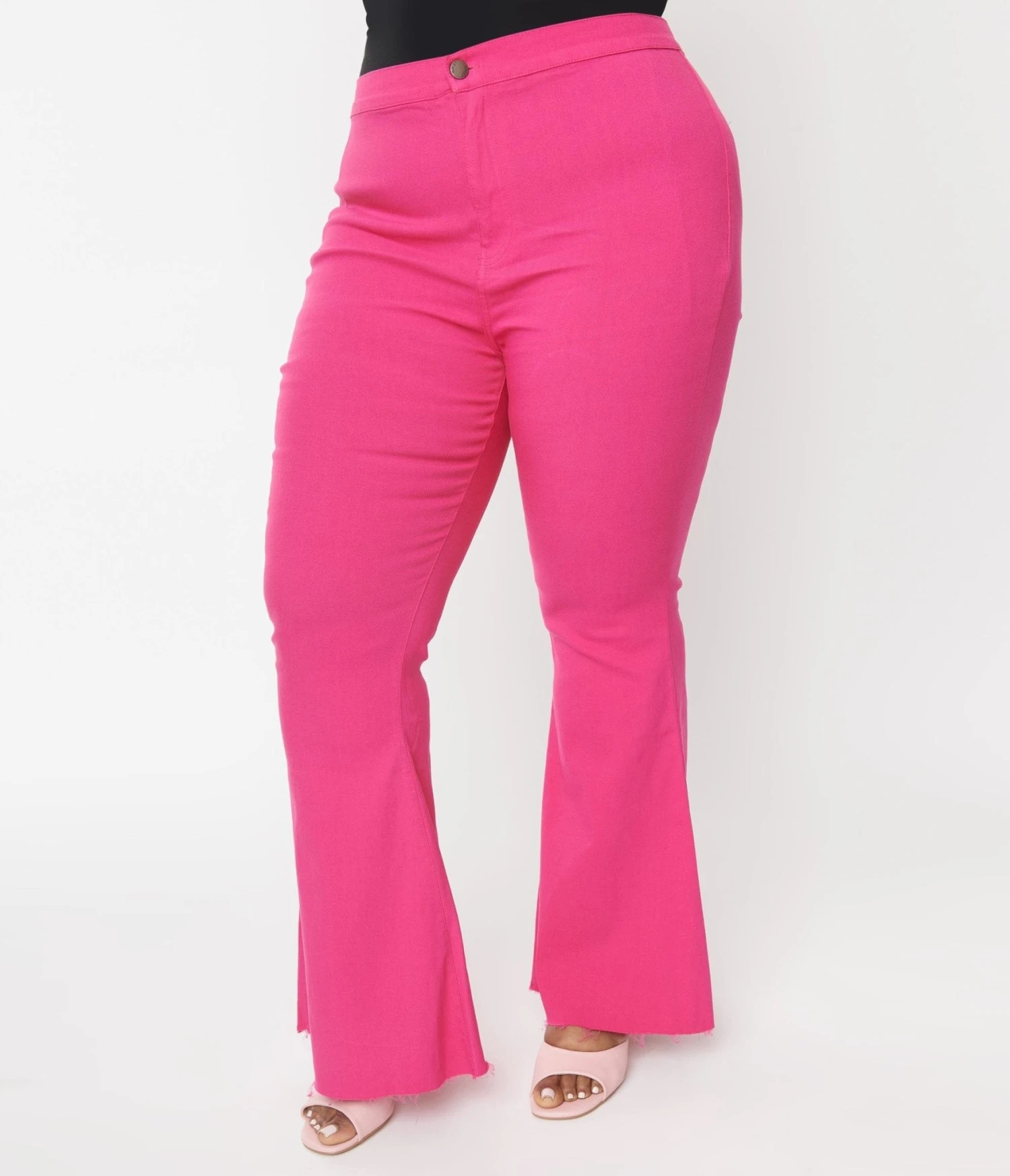 Hot Pink Denim Flare Jeans 2 Hot Pink Denim Flare Jeans - Image 2