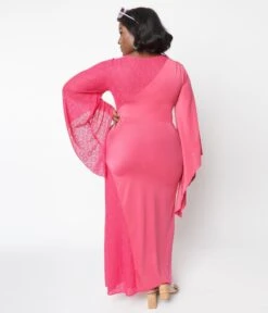 Hot Pink Lace Maxi Dress -Pleaser Clothing Store hot pink lace maxi dress 968102