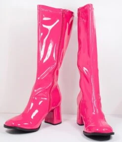 PLEASER Hot Pink Patent Leatherette Knee High Go Go Boots