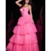 Jovani Hot Pink Tulle Corset Bodice Ballgown