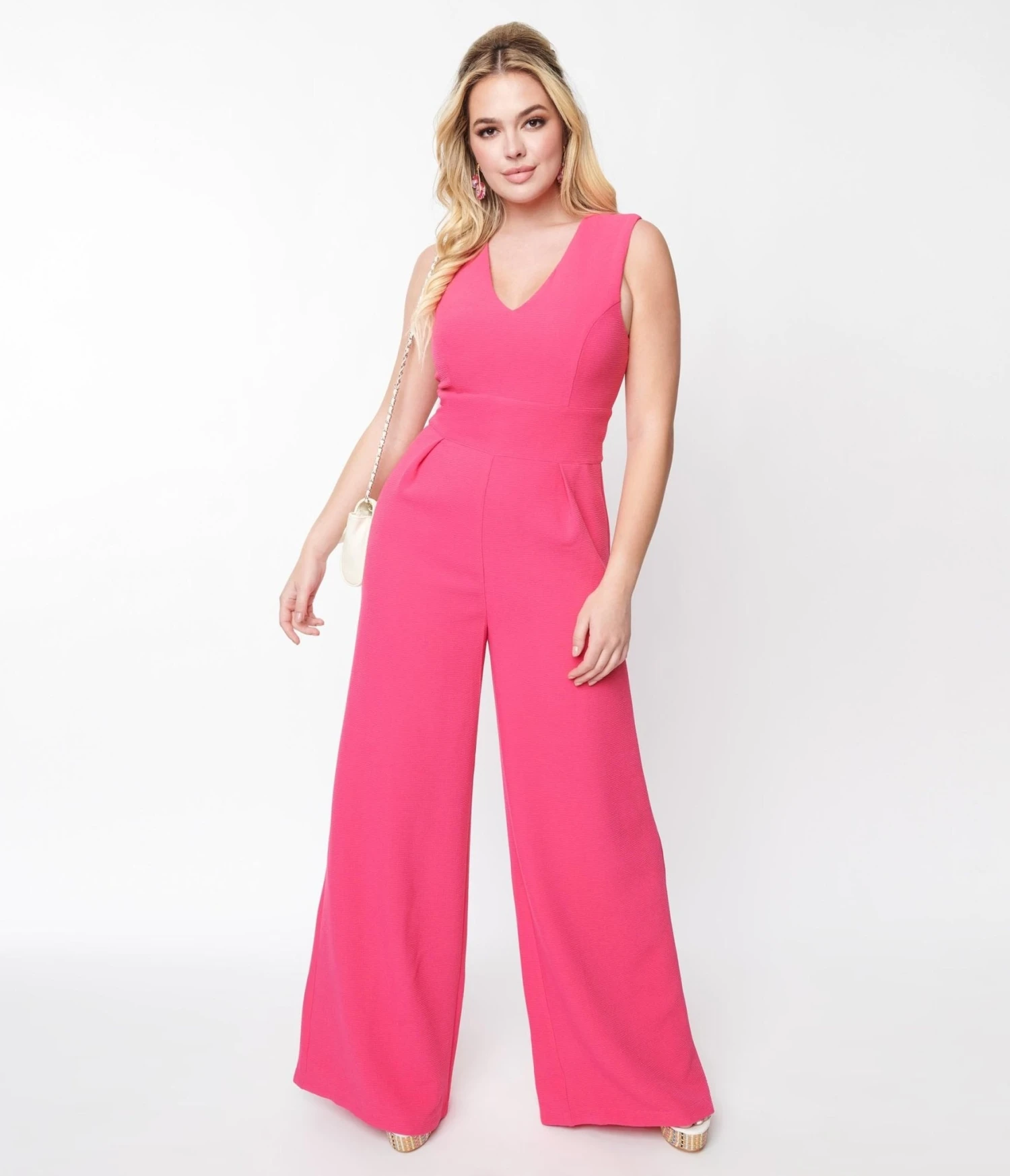 Hot Pink Wide Leg Kiara Jumpsuit 1 Hot Pink Wide Leg Kiara Jumpsuit