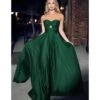 Cinderella Divine Hunter Green Satin Strapless Keyhole Evening Gown