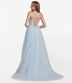Ice Blue Corset Tulle Prom Ball Gown -Pleaser Clothing Store ice blue corset tulle prom ball gown 702841